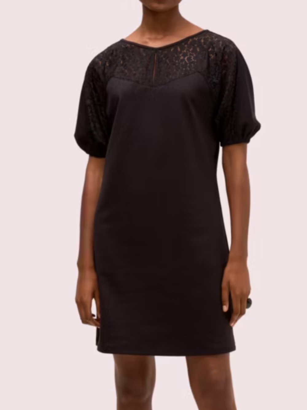 Kate spade Flora Leopard Lace Detail Ponte Shift Dress Black
